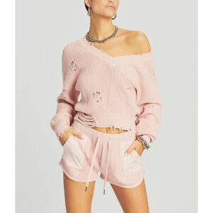 Retrofete 'Syd' Pink Cotton V Neck Sweater Size XS